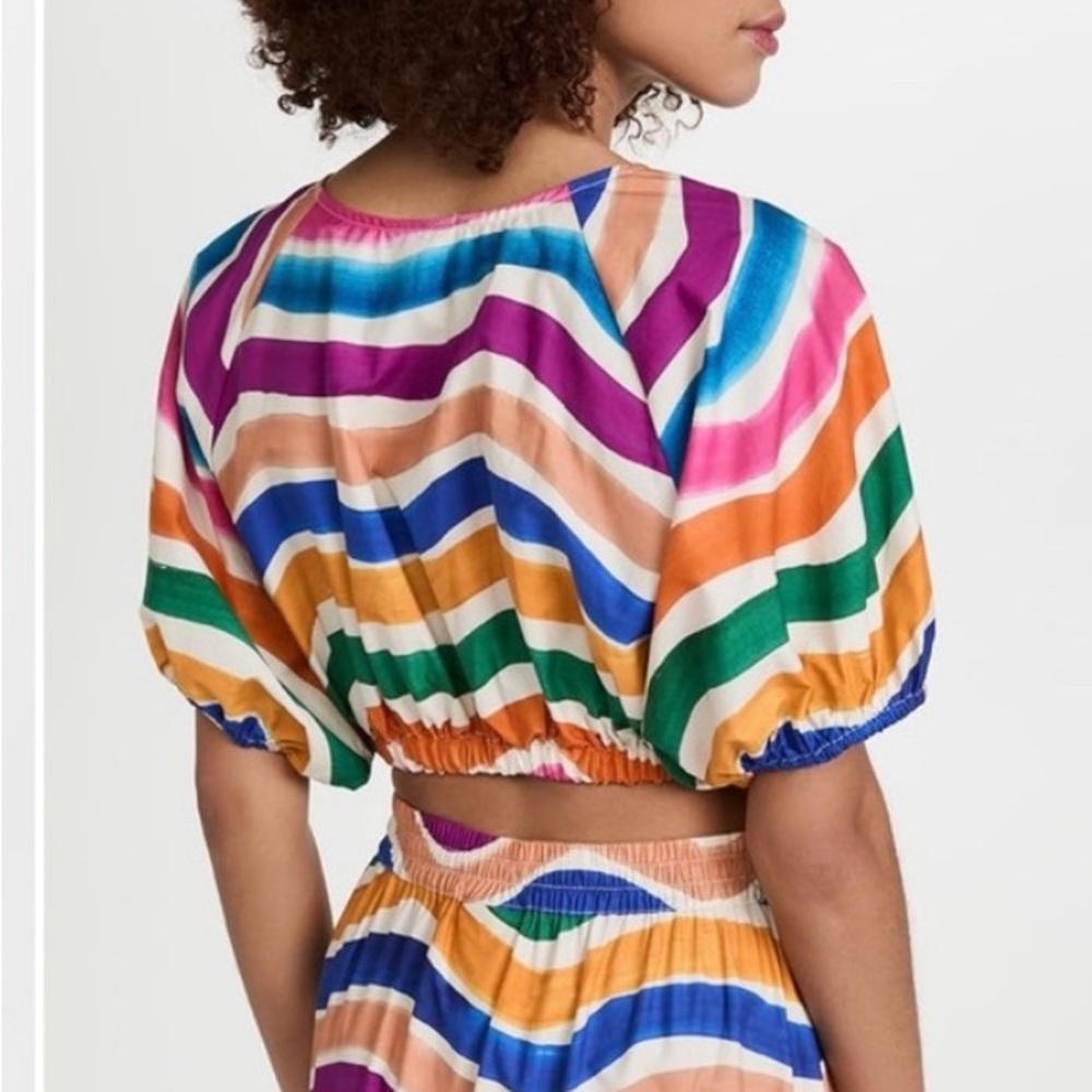 Farm Rio Dancing Stripes Crop Top - Picture 2 of 7